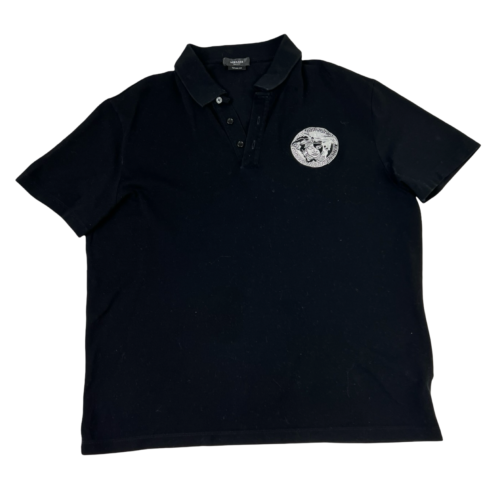 Versace Embroidered Medusa Taylor Fit Polo Shirt Black