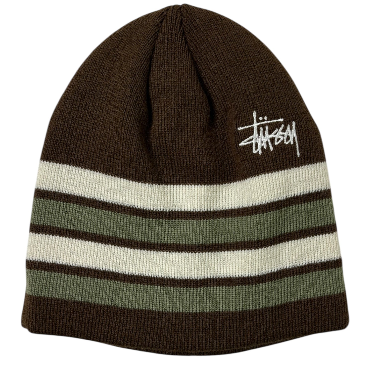 Stussy Basic Striped Skullcap Beanie Brown