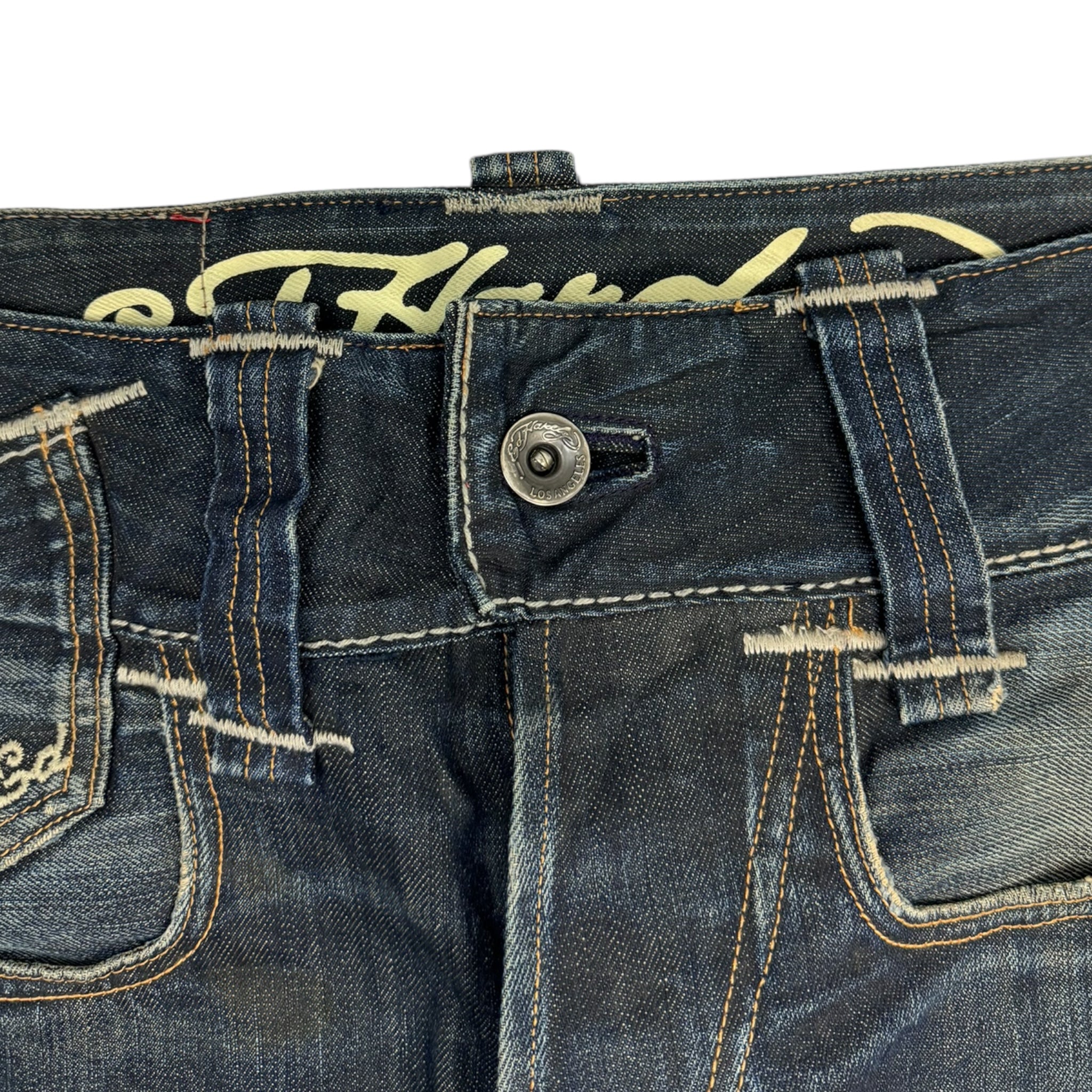 Y2K Ed Hardy Death Glory Light Wash Denim Jeans