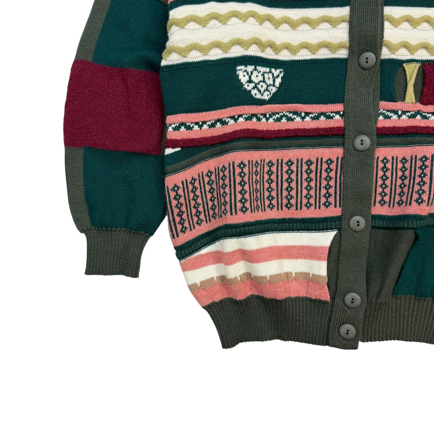 Vintage Oskar Hang Knit Cardigan Red/Pink/Green