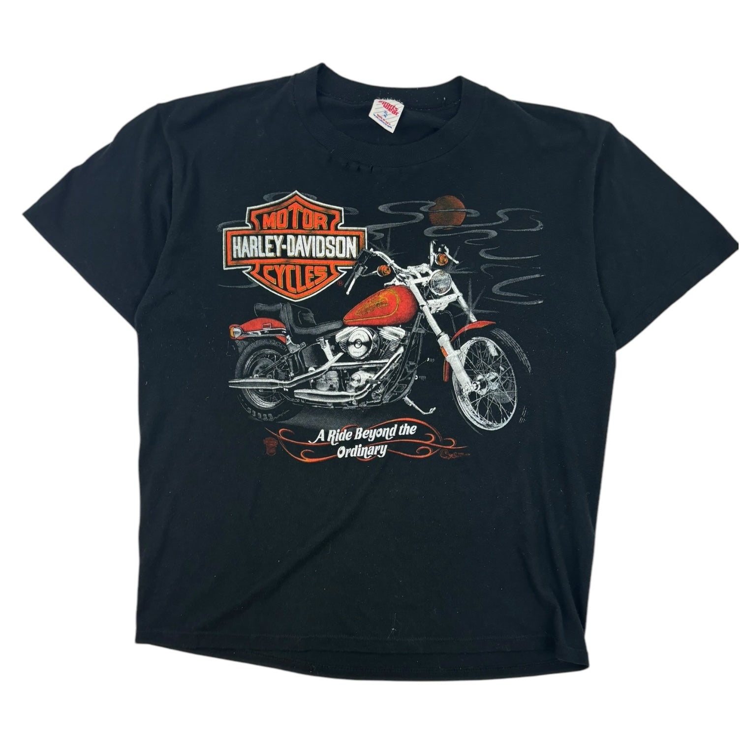 Vintage 1987 Harley Davidson Orange Virginia T-Shirt Black