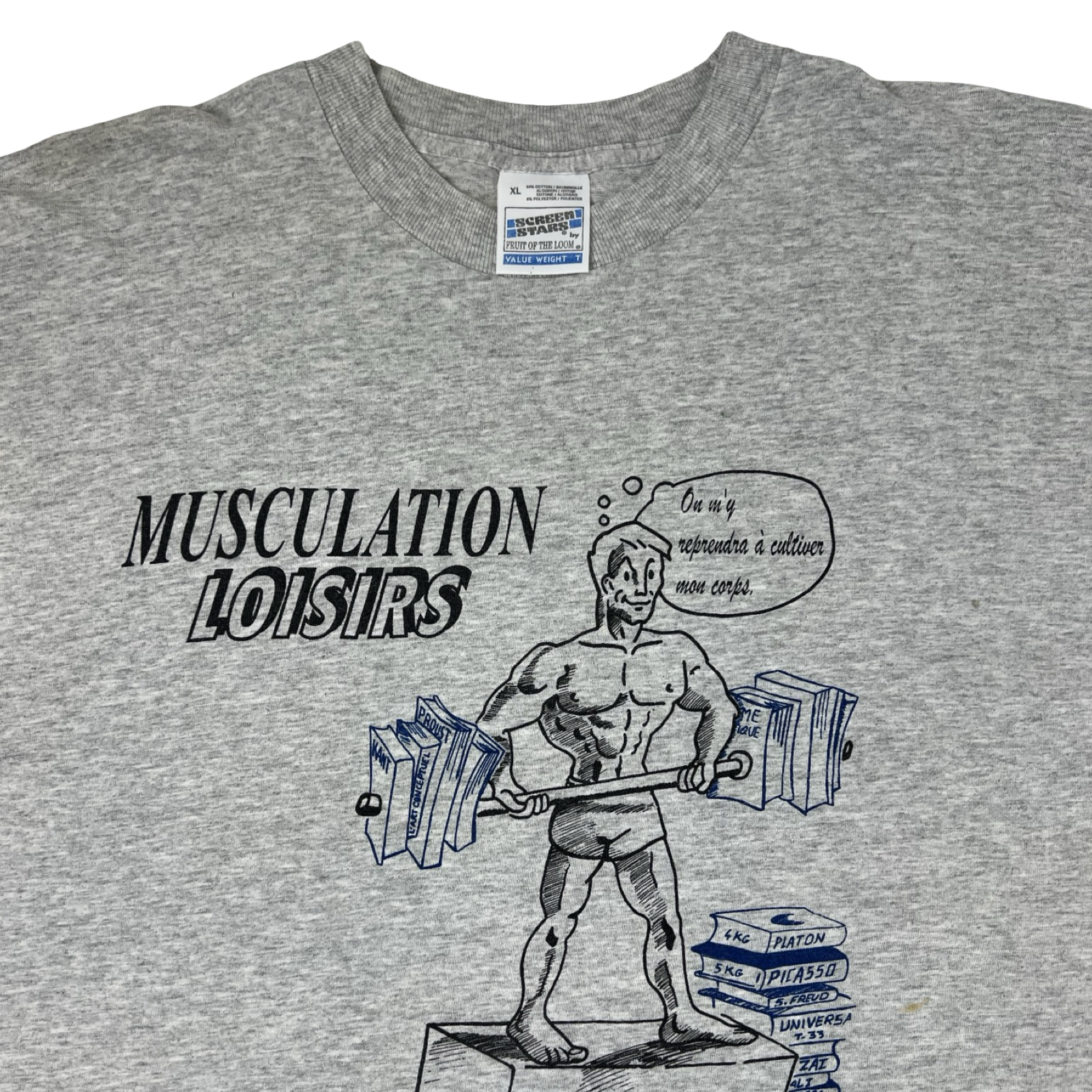 Vintage Musculation Loisirs Body Building T-Shirt Grey