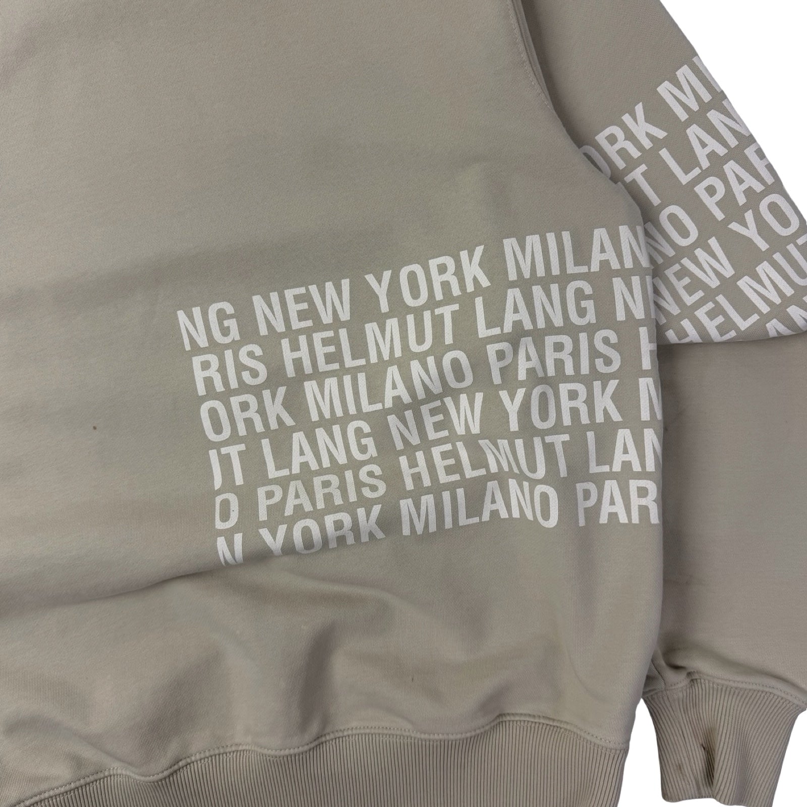 Helmet Lang Taupe Box Logo Crewneck