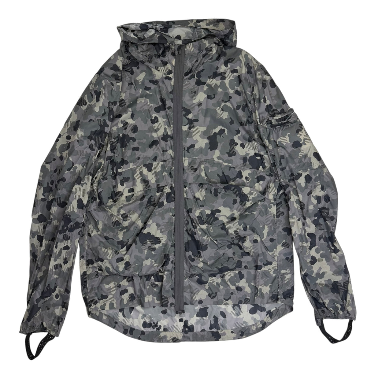 Satisfy “Run Away” Packable Windbreaker Camo Grey