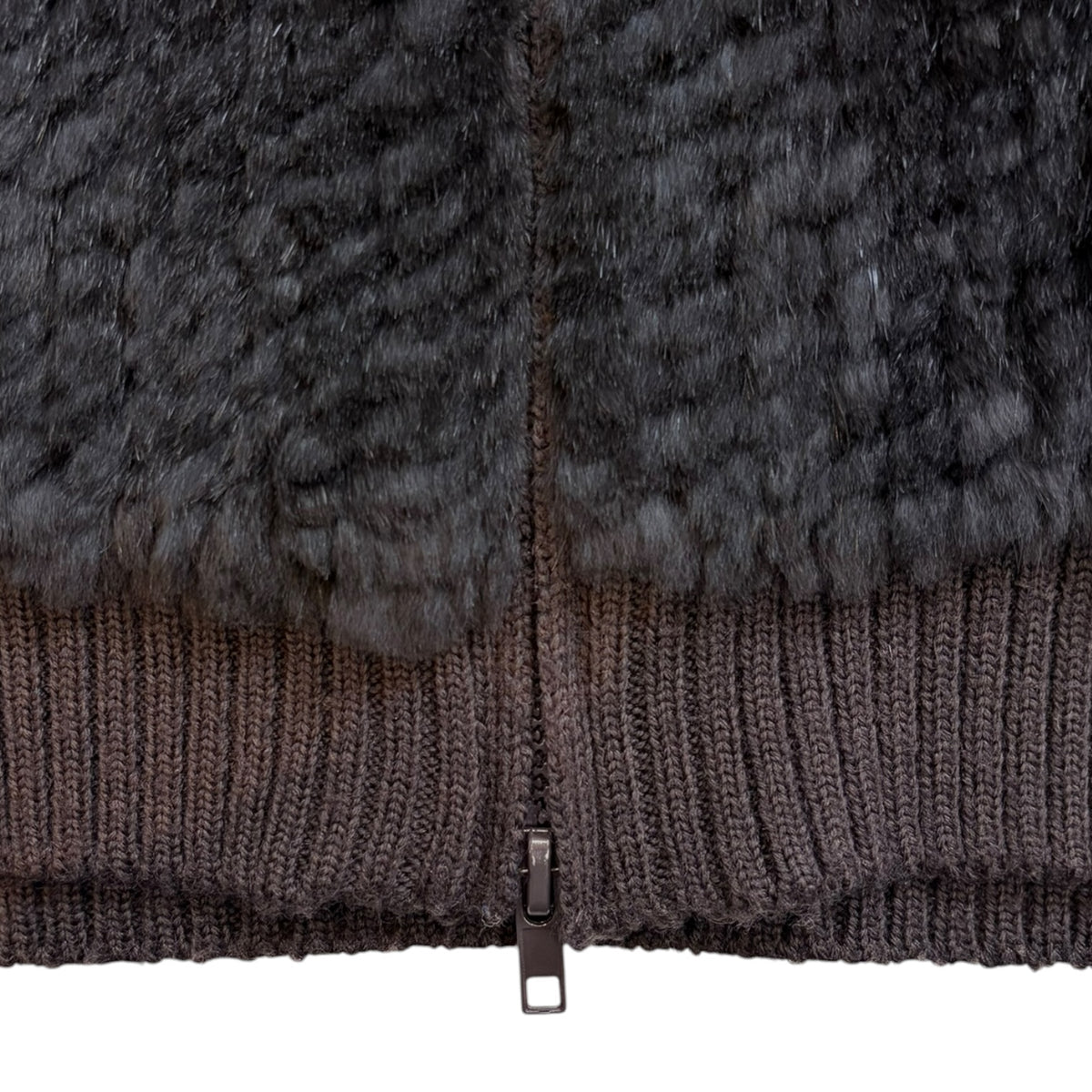 (W) Bedo Fur Zip-Up Sweater Black/Brown