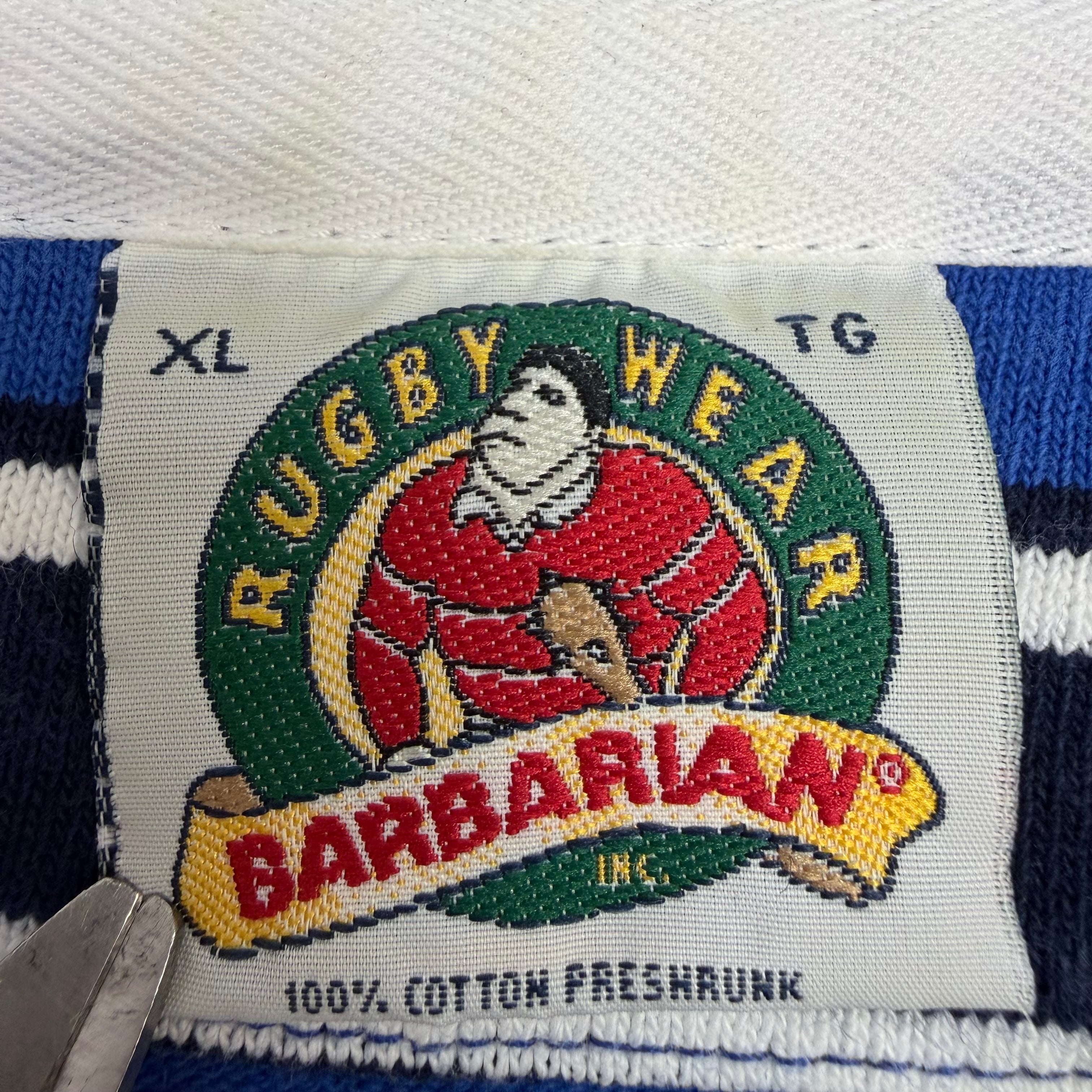 Vintage Barbarian Rugby Wear Longsleeve Polo Shirt Blue
