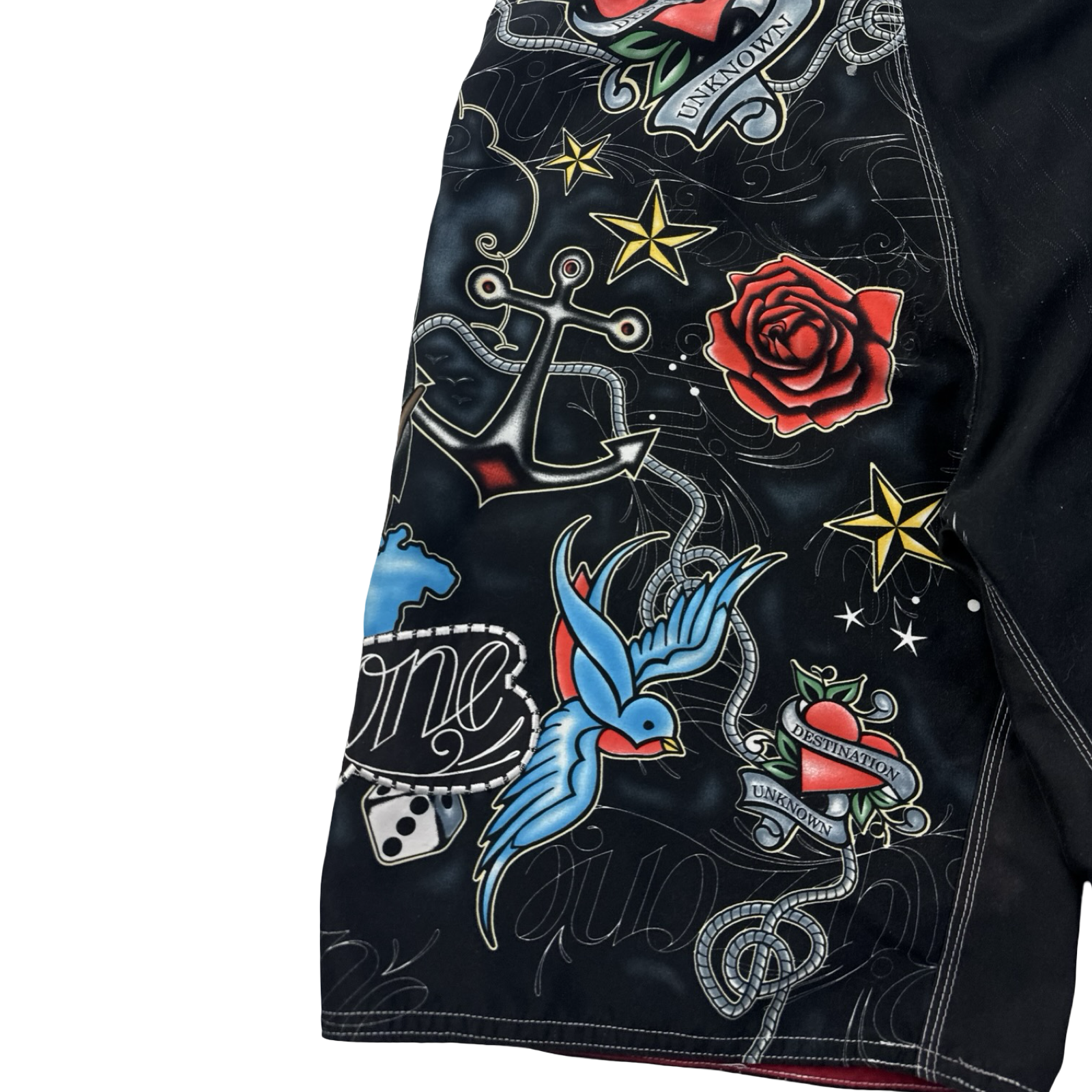 Vintage Y2K Ripzone Tattoo Board Shorts Black