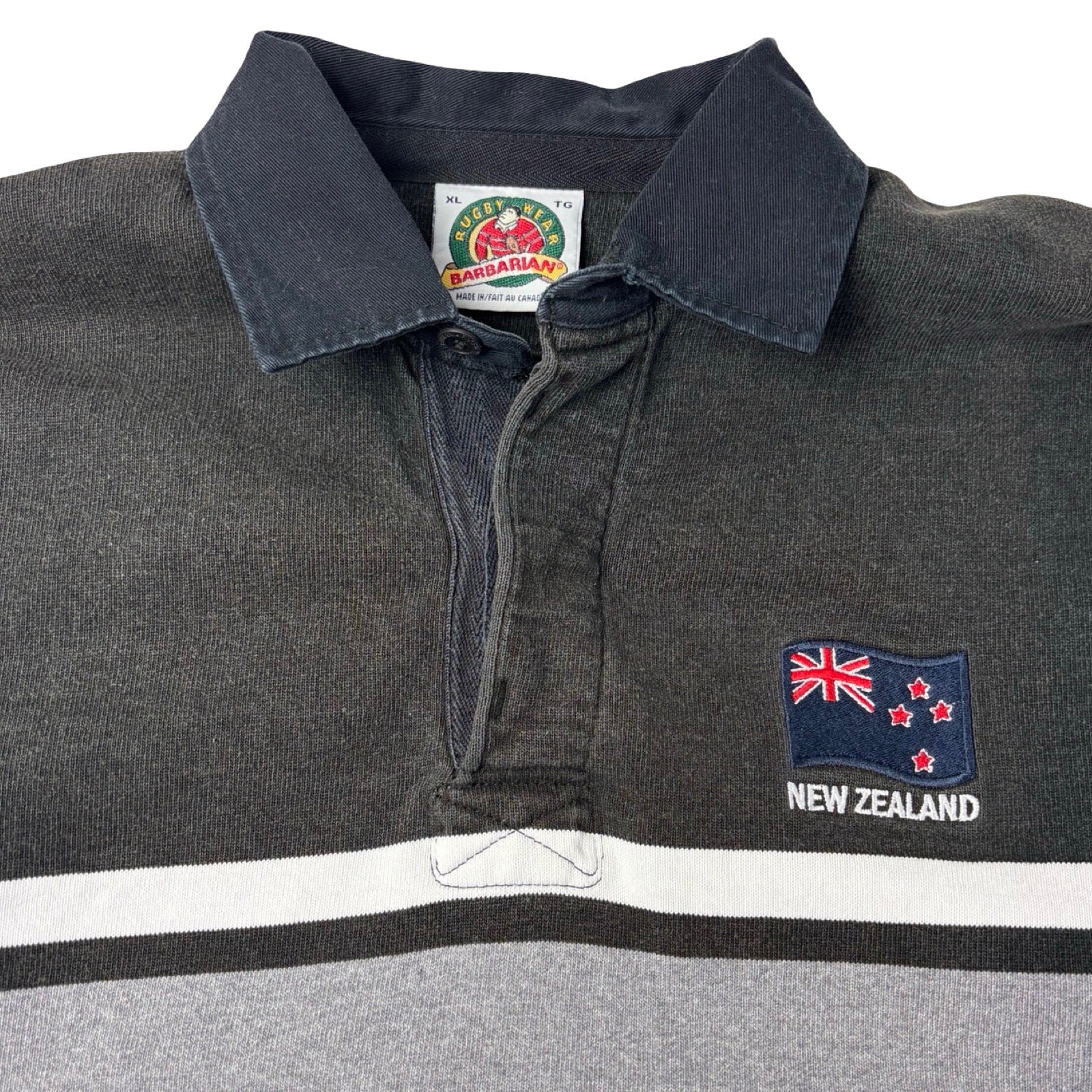 Vintage Barbarian Rugby Wear New Zealand Polo Grey