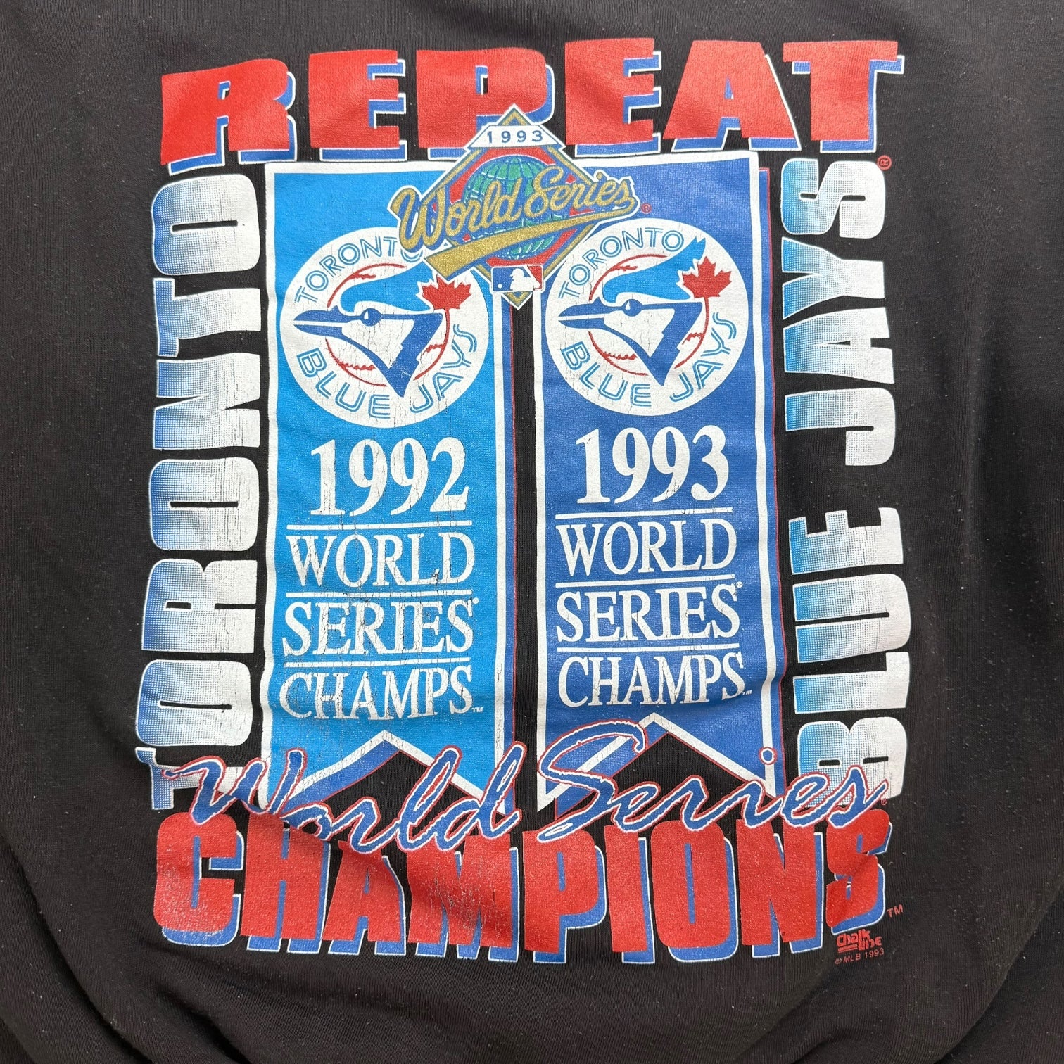 1993 Toronto Blue Jays Repeat Champions Crewneck Black