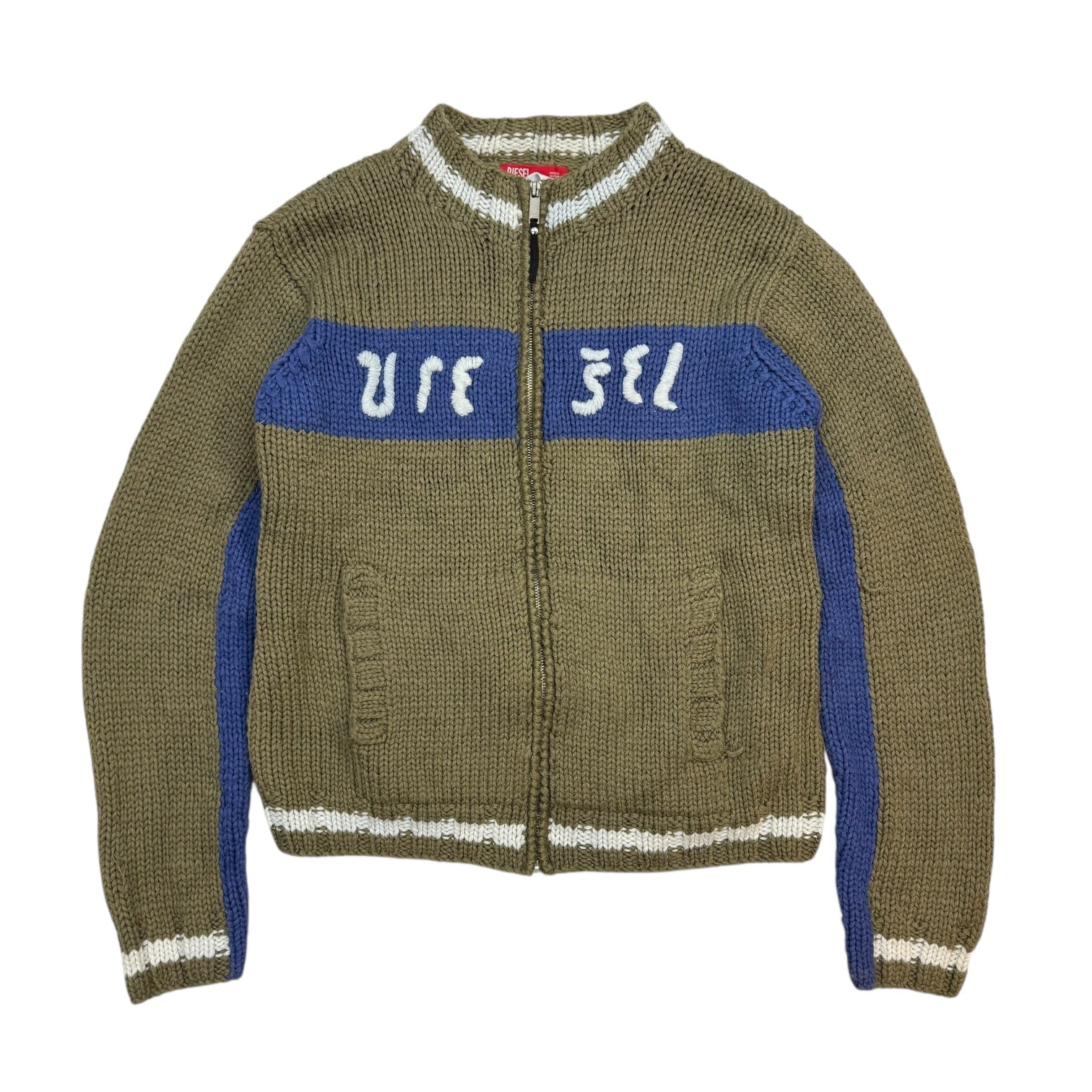 Vintage Diesel Zip Up Knit Sweater Green