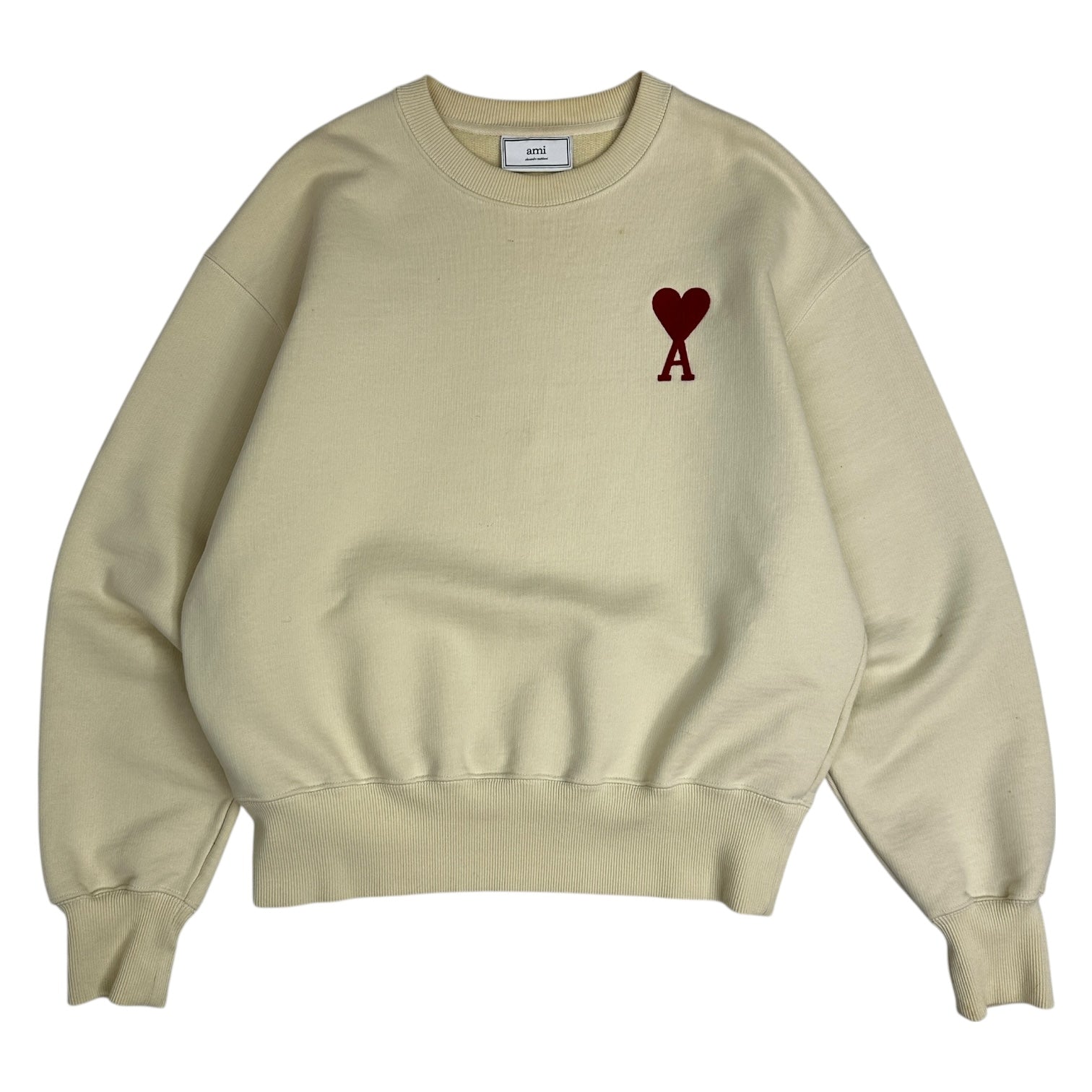 Ami Heart Logo Crewneck Cream