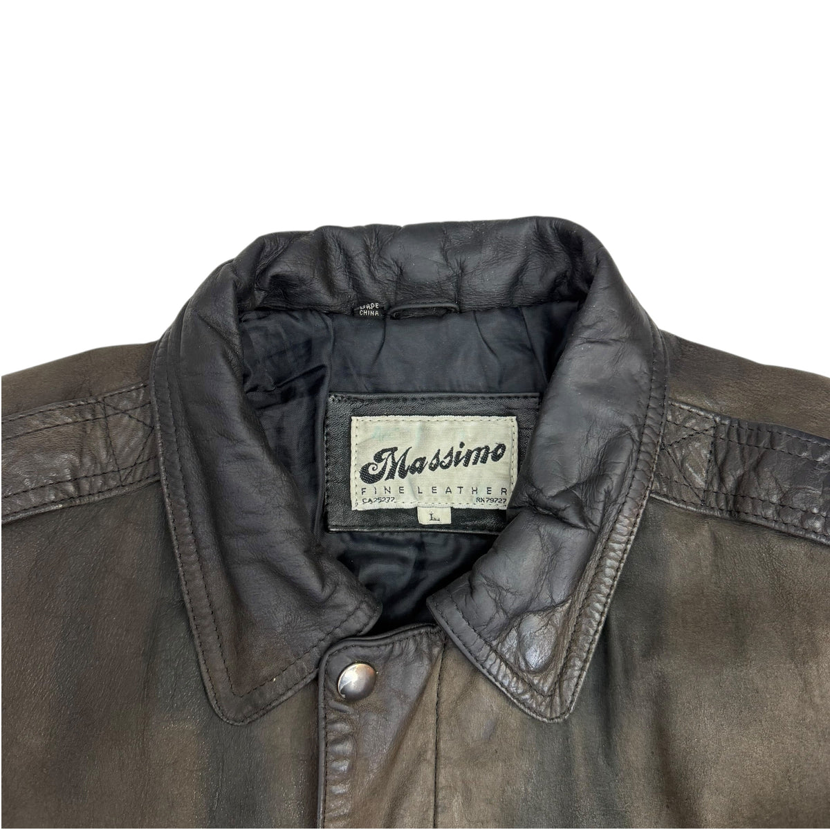 Vintage Leather Bomber Jacket Brown