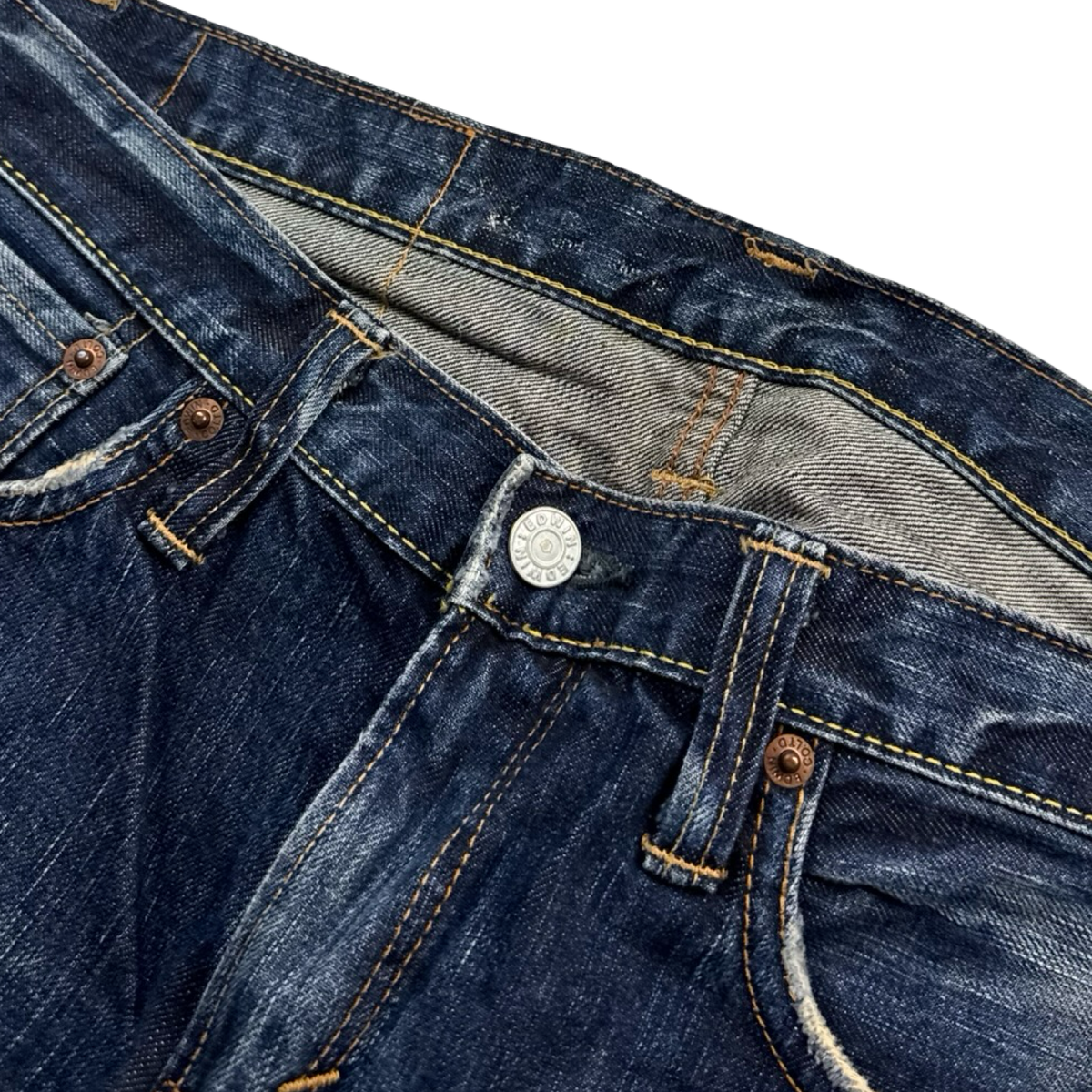 (W) Edwin Raw Denim Bottoms Faded Blue