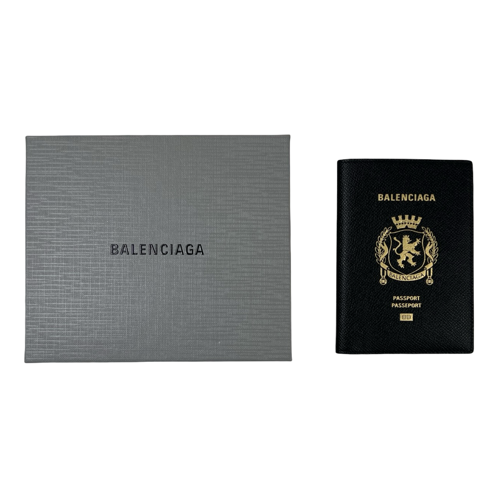 Balenciaga Grained Calfskin Passport Holder Black
