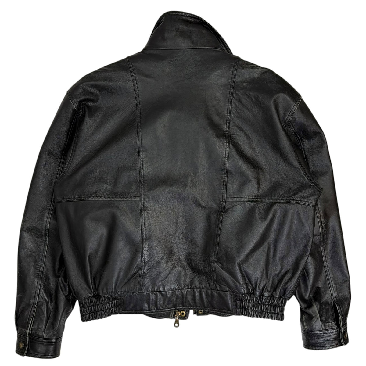 Vintage Oscar Leopold Double Collar Leather Jacket Black