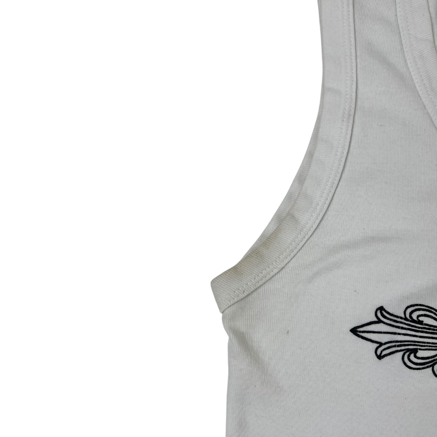 (W) Chrome Hearts Floral Cross V-Neck Tank Top White