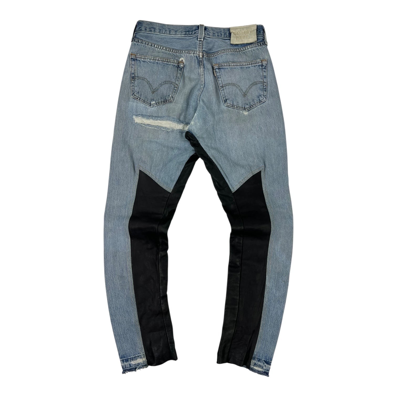 Gallery Dept. Leather Panel Distressed Slim-Fit Jean Light Wash