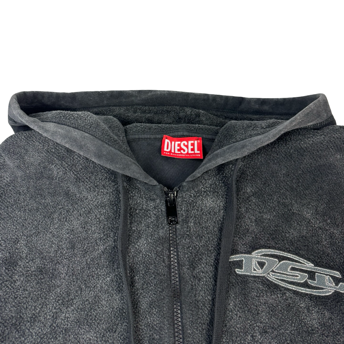 Diesel S-Ors Cotton Fleece Marble Wash Relaxed Fit Full Hoodie