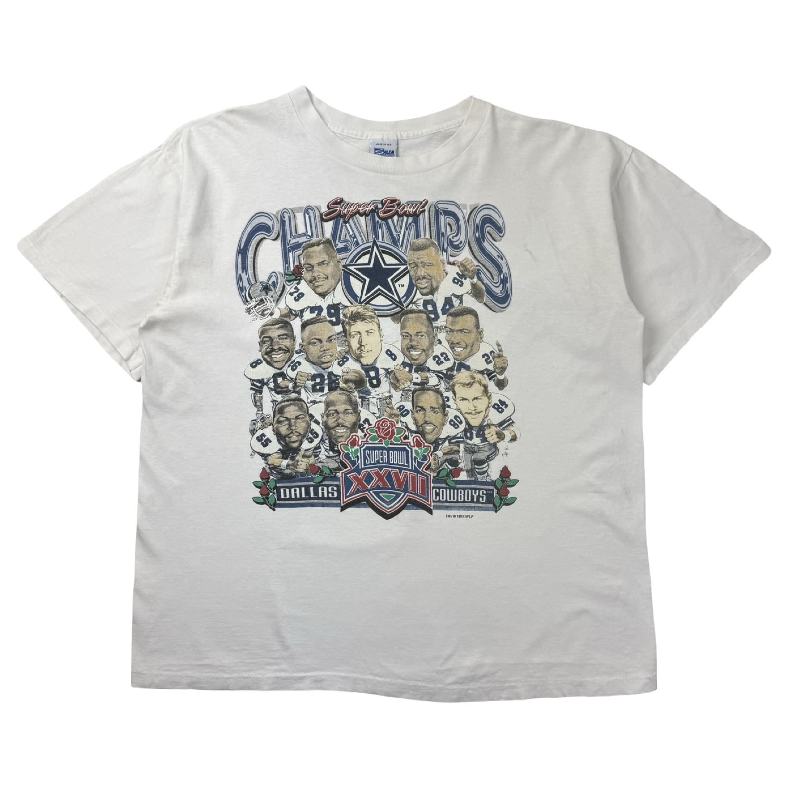 1993 Dallas Cowboys Super Bowl XXII Champions NFL Salem T-Shirt