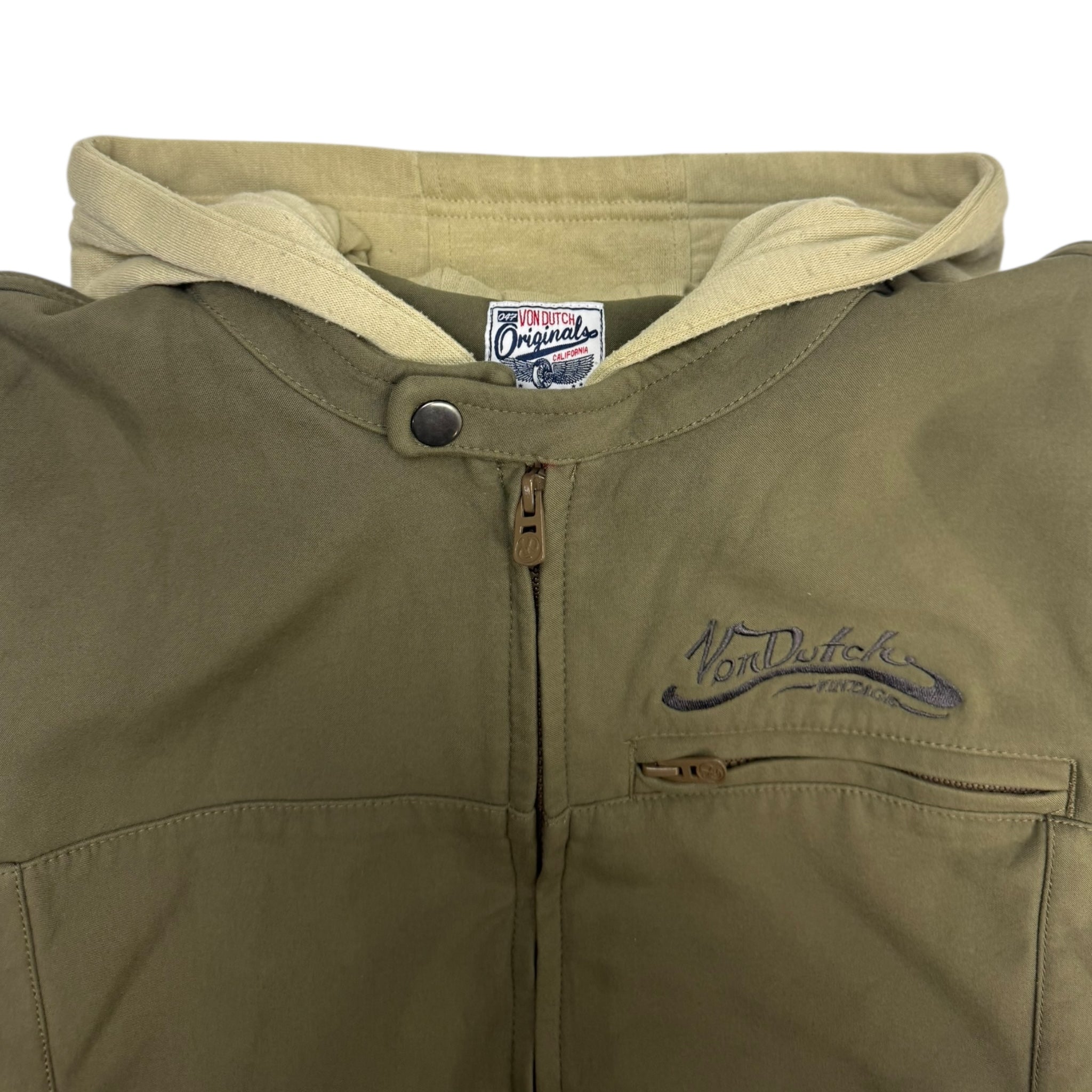 Y2K Von Dutch Double Layer Hooded Zip Sweatshirt