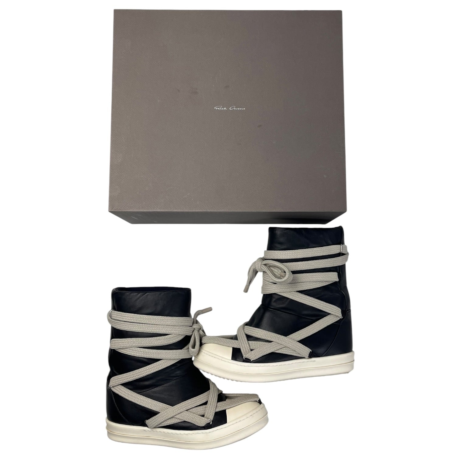 Rick Owens Jumbo Puffer Megalaced Boot Black/Milk (Used)