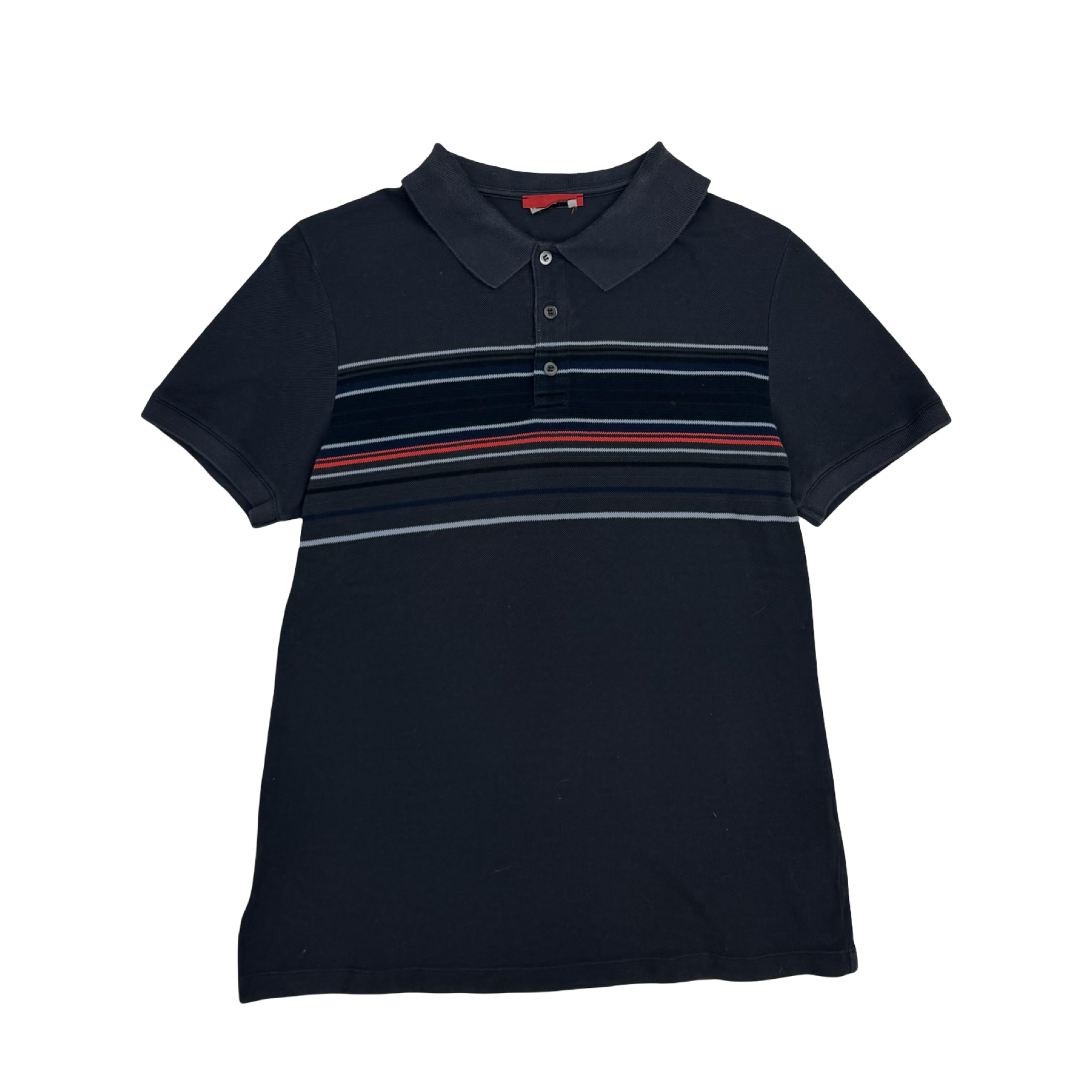 Vintage Prada Striped Polo Shirt Black