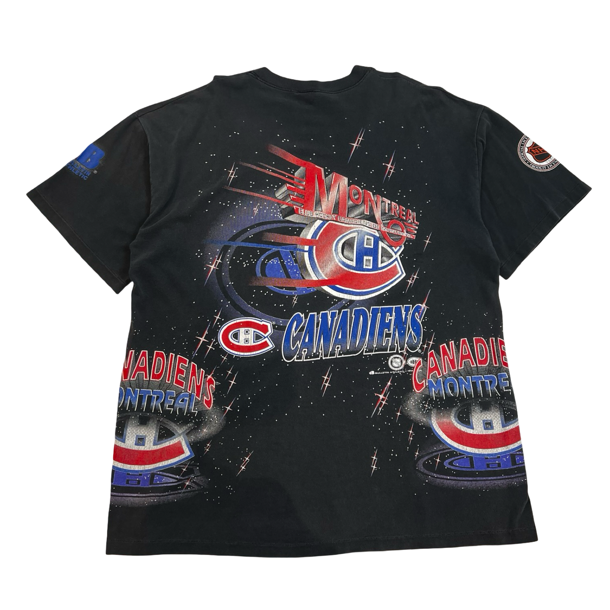 Vintage 1990 Bulletin Athletic Montreal Canadiens All Over Print T-Shirt