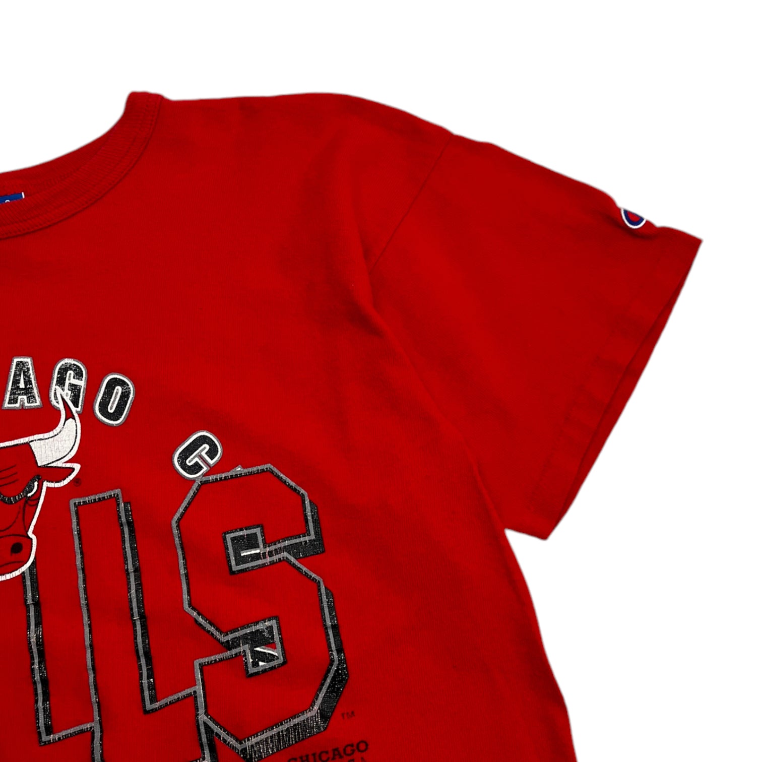 Vintage Chicago Bulls Champion Spell Out Logo Tee Red