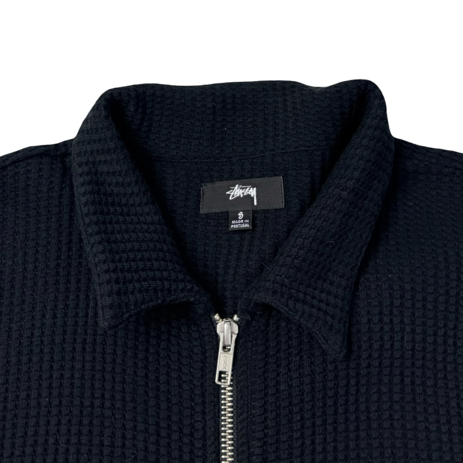 Stussy Waffle Knit Zip Up Sweater