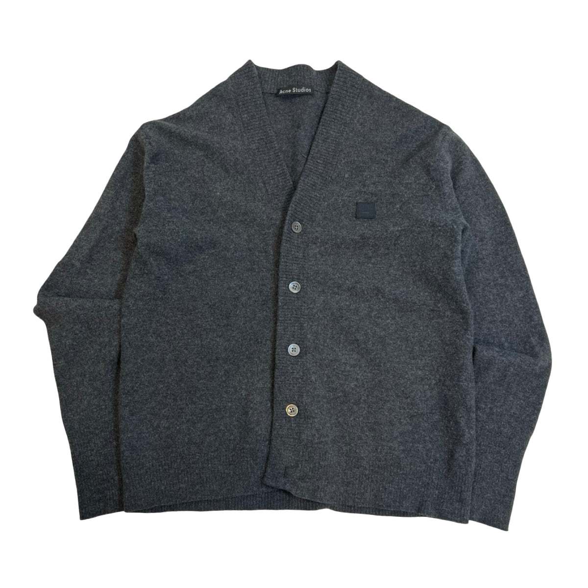 Acne Studios Neve Face Paw17 Wool Cardigan Grey