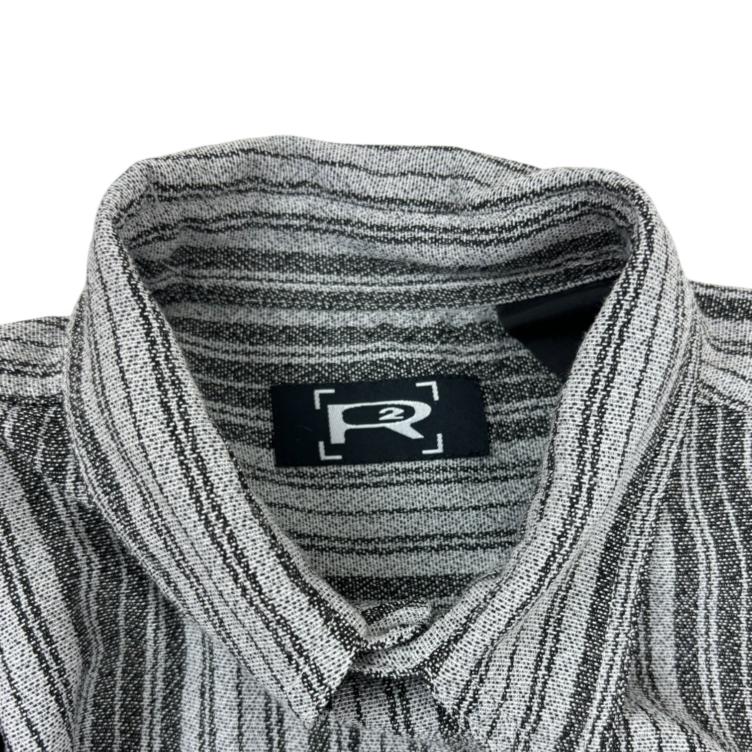 Vintage R2 Striped Button-Up Shirt Grey