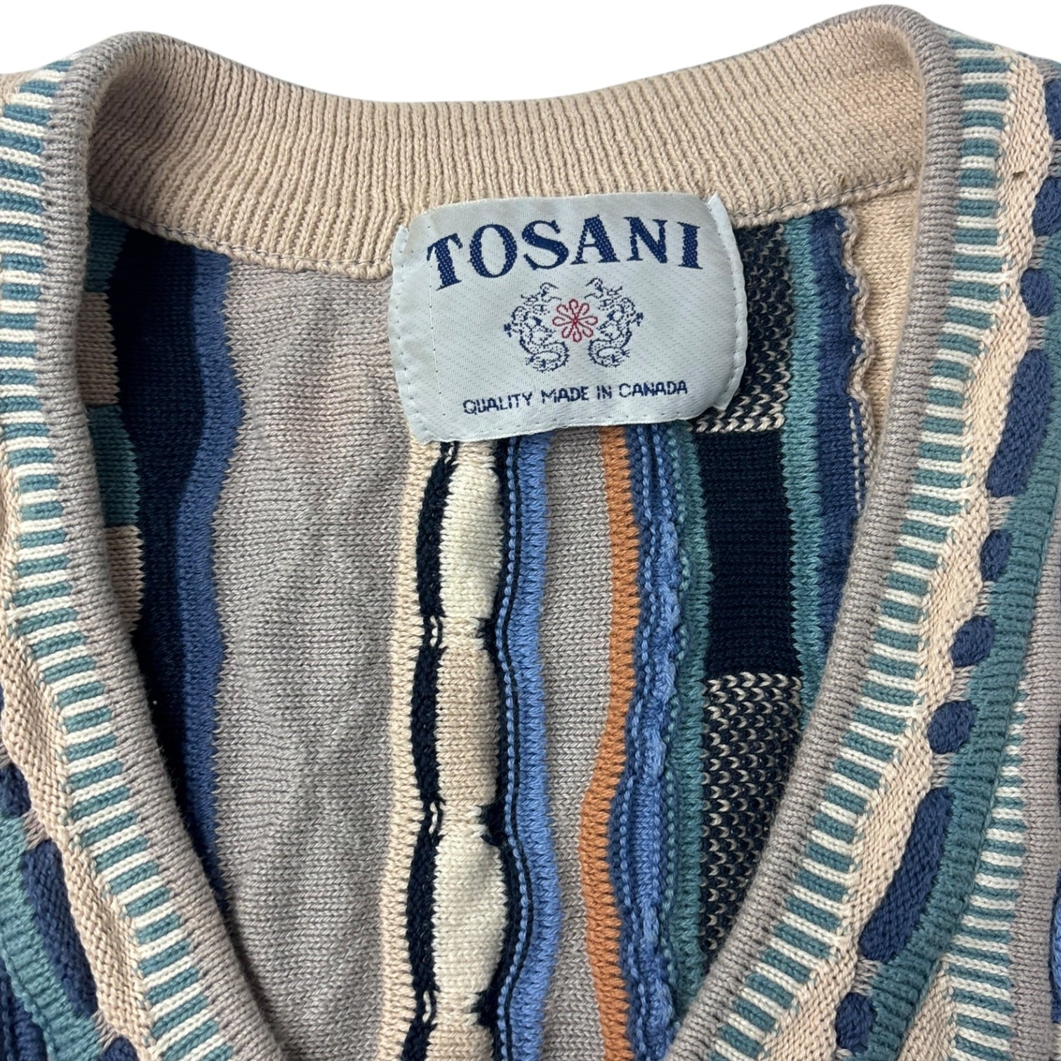 Vintage Tosani 3D Knit Sweater Cream/Blue Earth