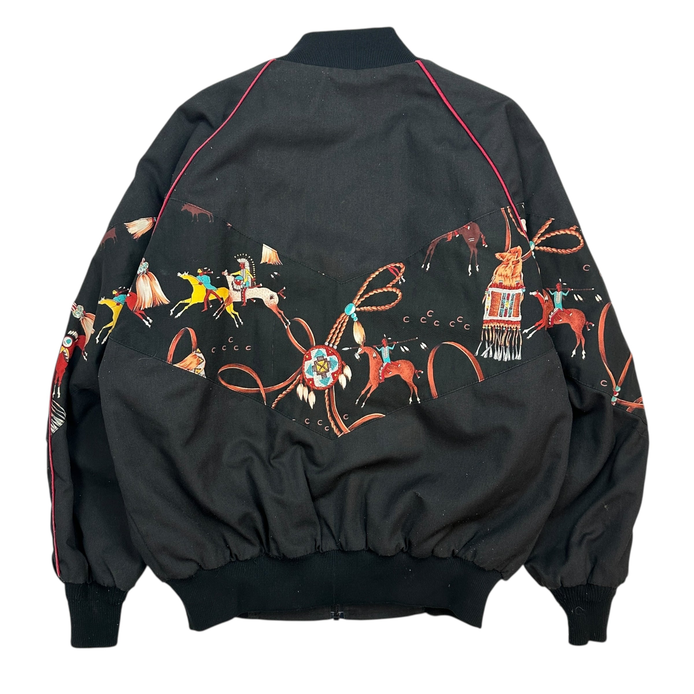 Vintage Bee-Wild Patterned Bomber Jacket Black