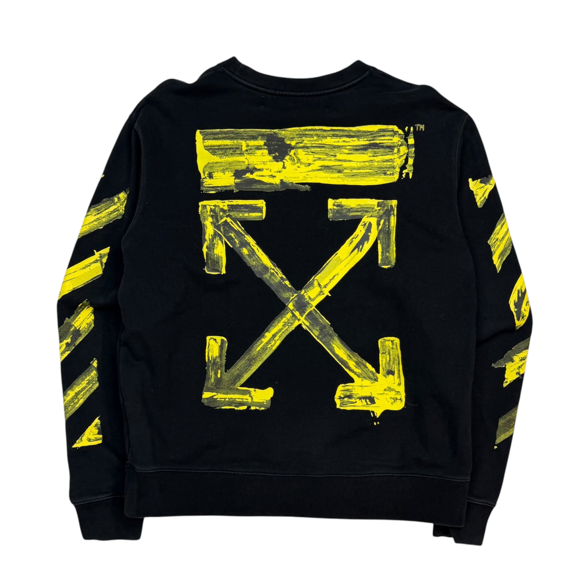 Off White Yellow Acrylic Arrow Logo Crewneck Black