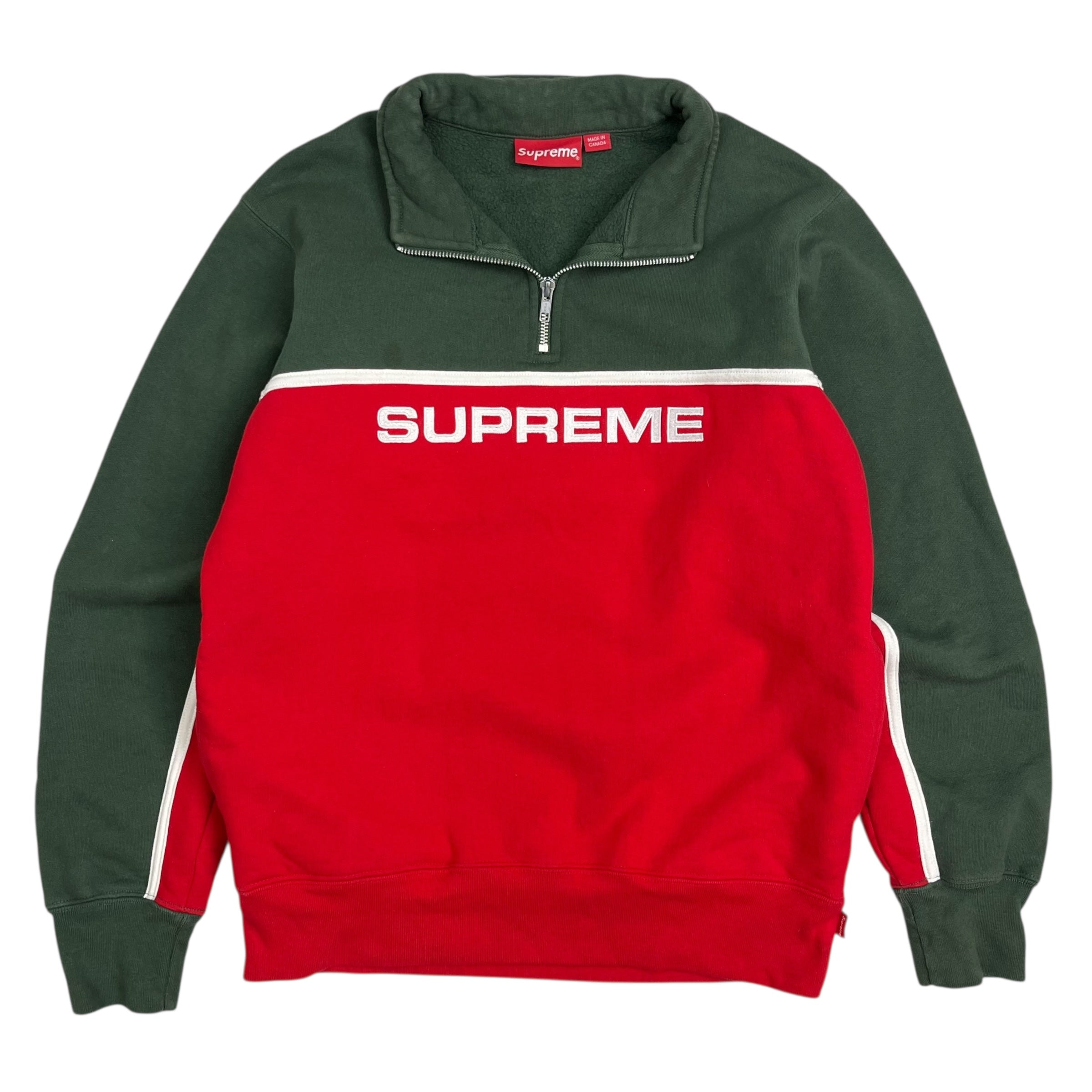 FW17 Supreme Two Tone Half Zip Sweater Green/Red