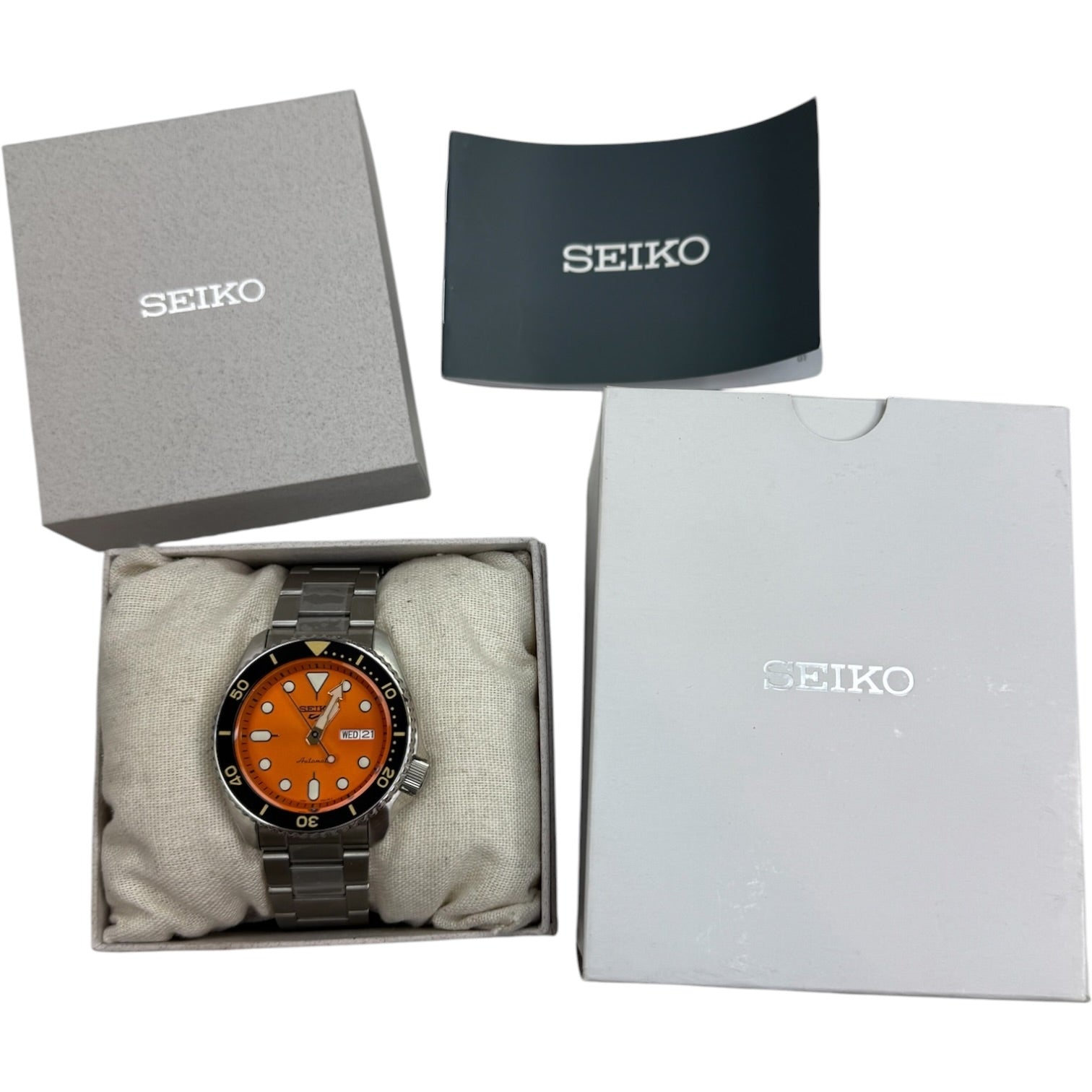 Seiko 5 Sports SRPD59 Automatic Orange Dial Diver Watch