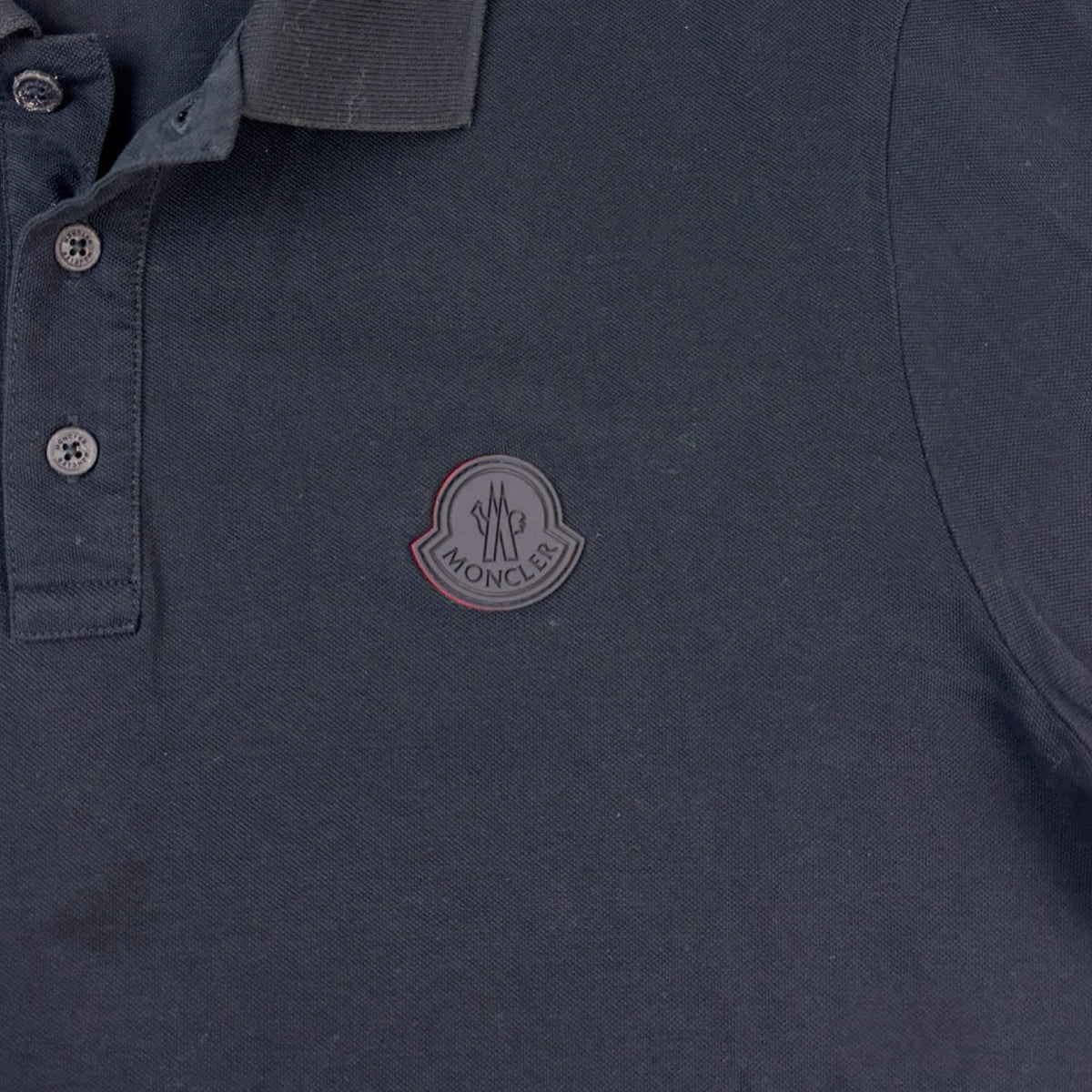 Moncler Logo Patch Cotton Piquet Polo-Shirt Navy