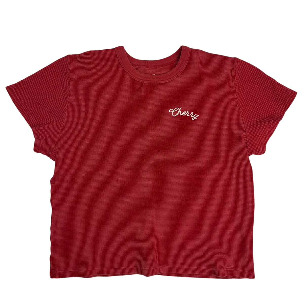 (W) Cherry LA Built To Love Waffle Knit Baby Tee Red