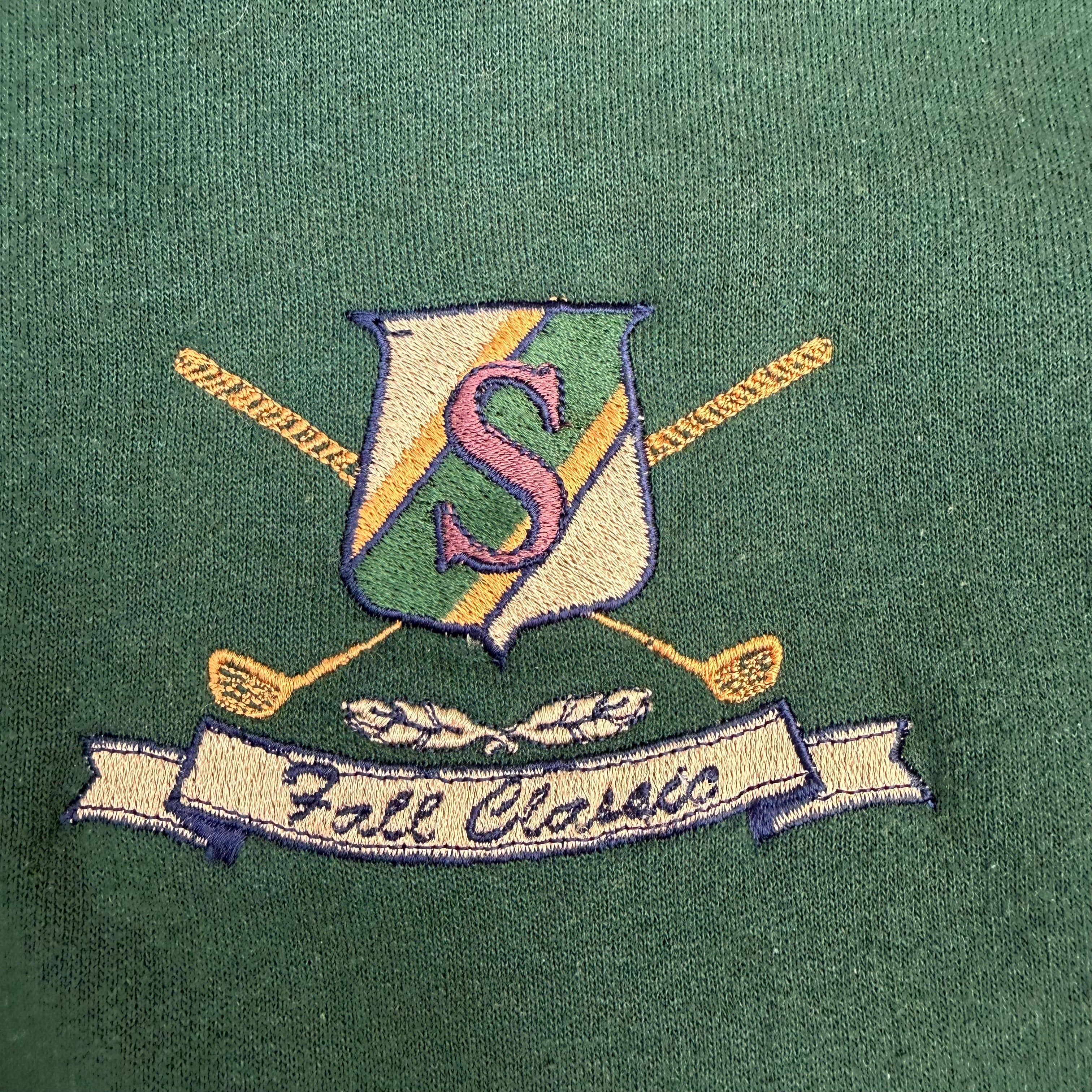Vintage Fall Classic Quarter Zip Sweater Green