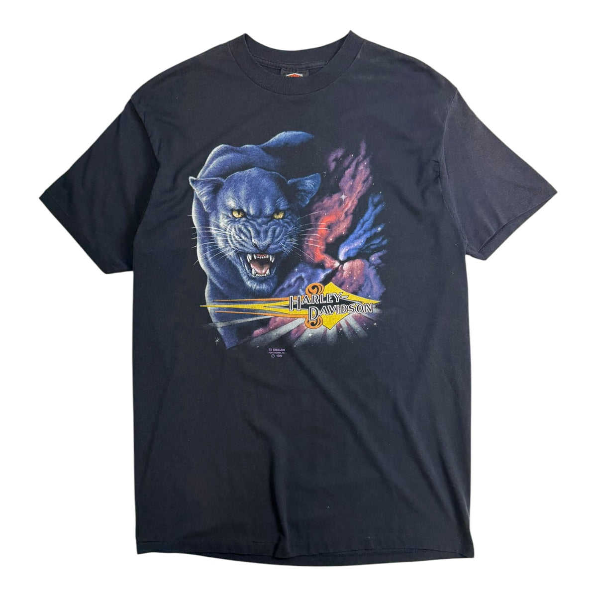 Harley Davidson 1990 3D Emblem Panther T-Shirt Black