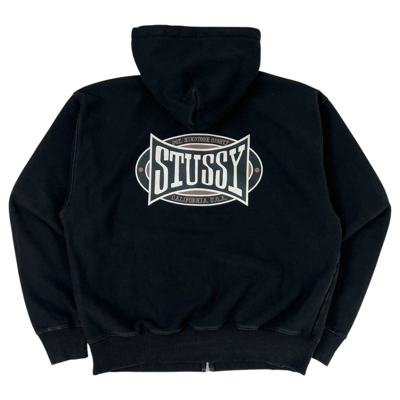 Stussy Champion Oval Zip Hoodie Black