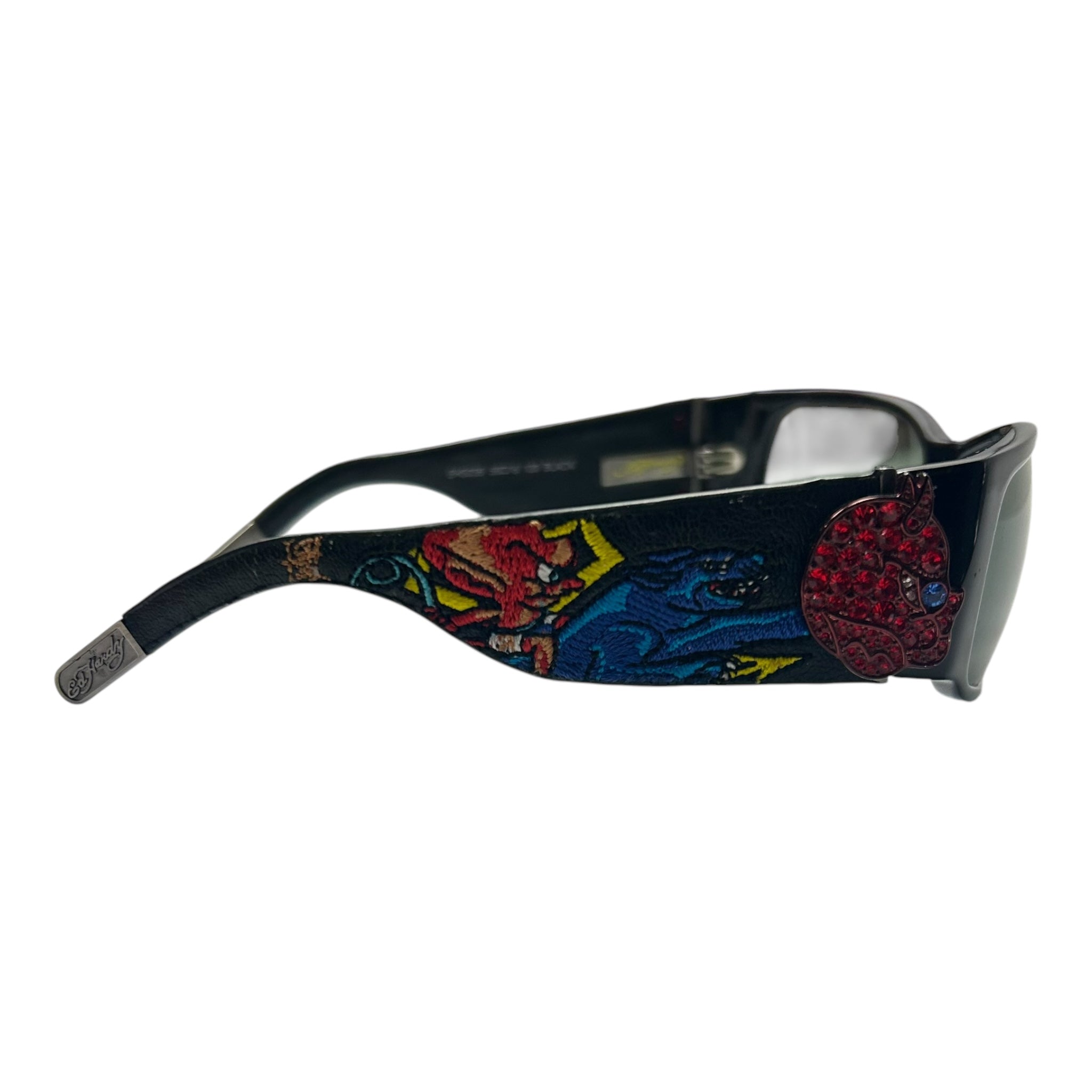 Vintage Y2K Ed Hardy Rhinestone Devil Sunglasses