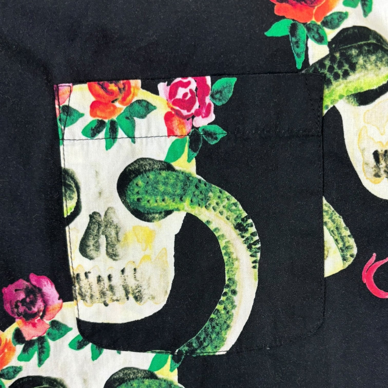 Stussy Skull & Snake Button-Up T-Shirt Black