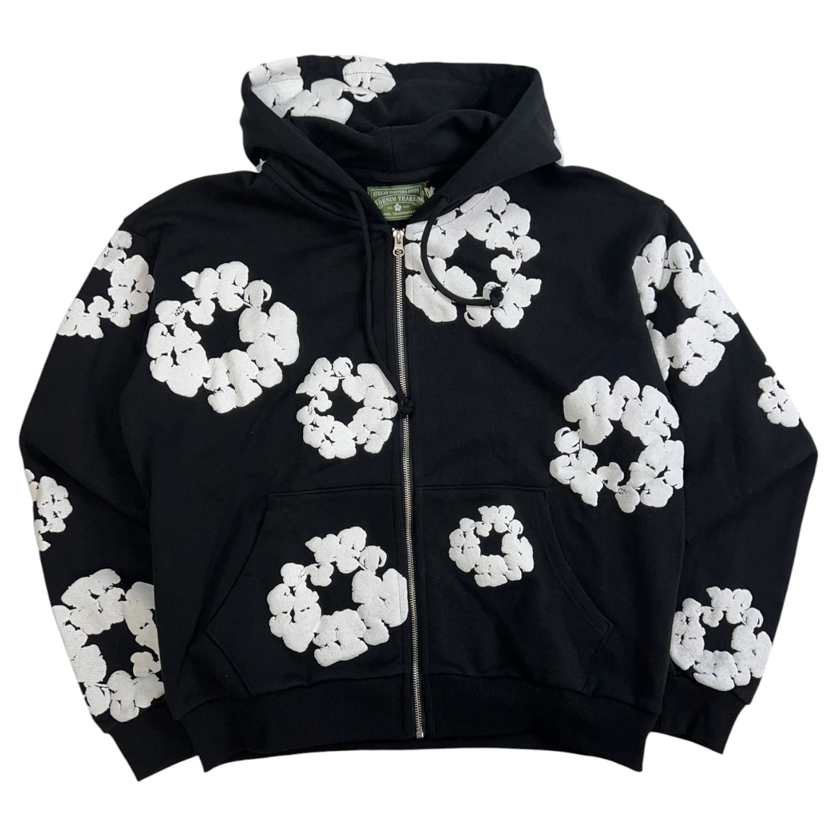 Denim Tears Cotton Wreath Zip Up Hoodie Black