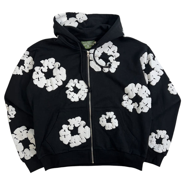Denim Tears Cotton Wreath Zip Up Hoodie Black