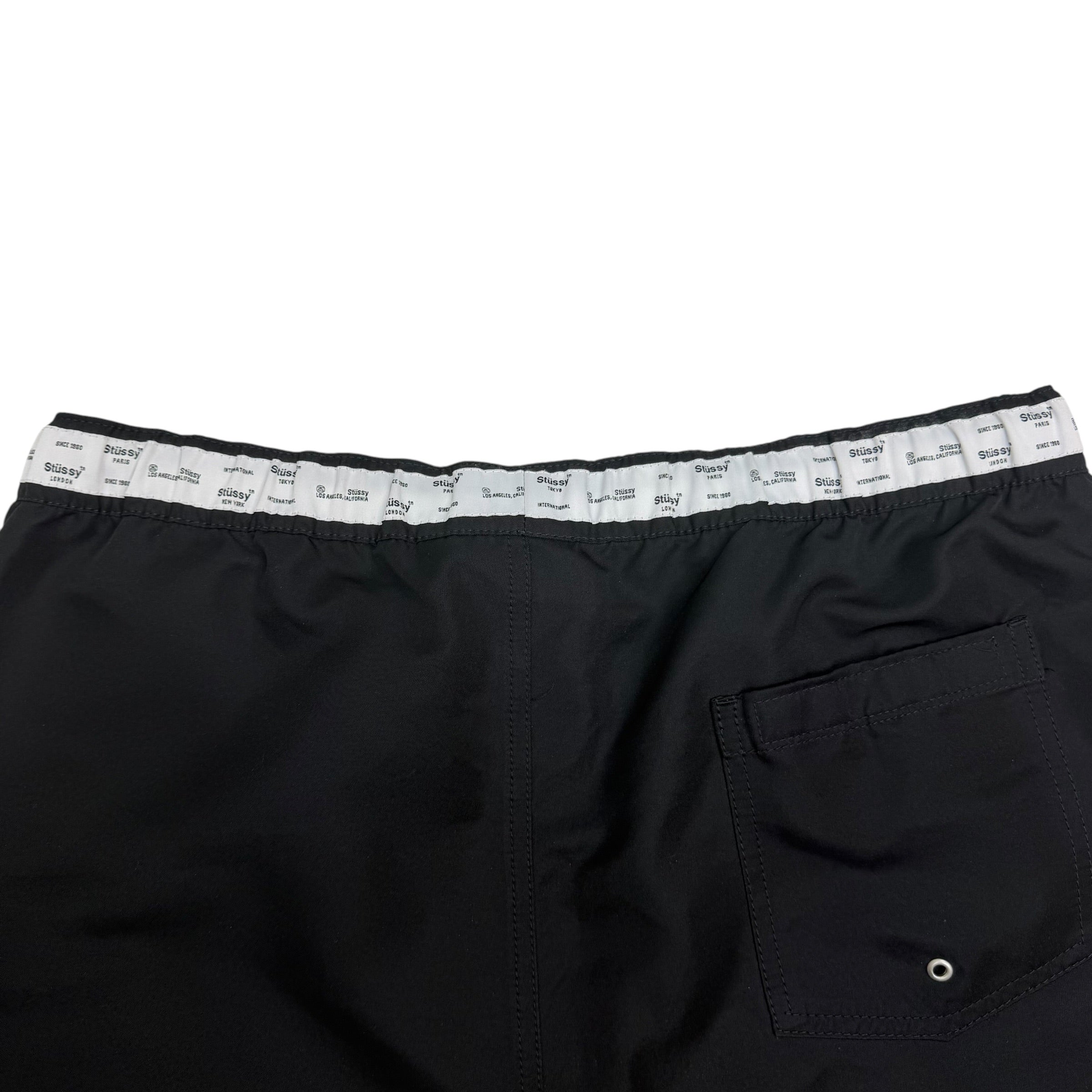 Stussy Waistband Logo Swim Shorts Black
