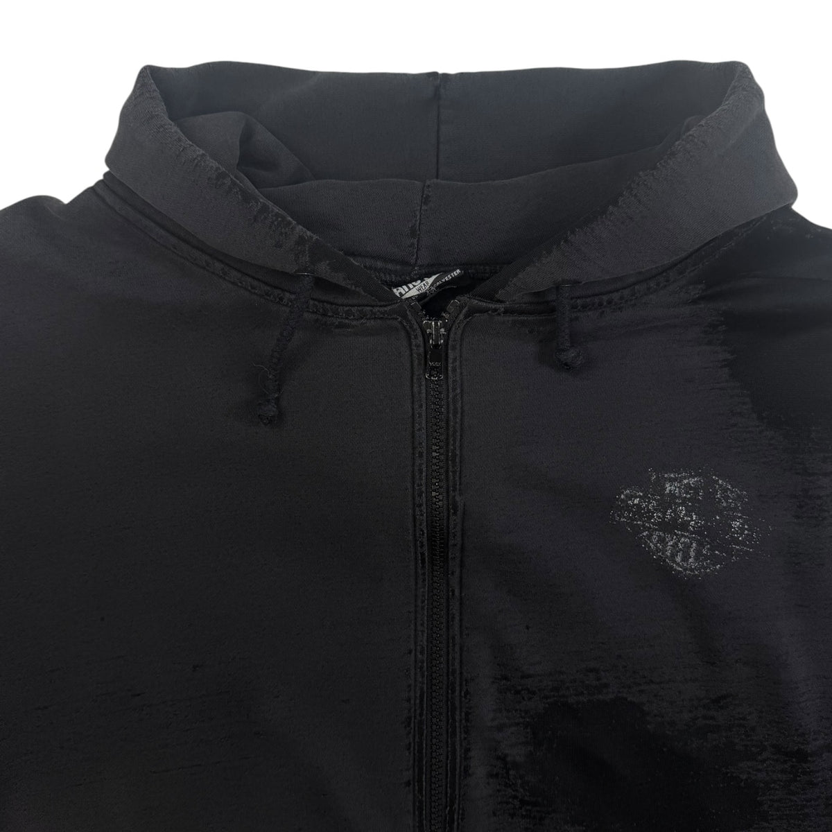 Vintage Harley Distressed Zip Up Hoodie Black