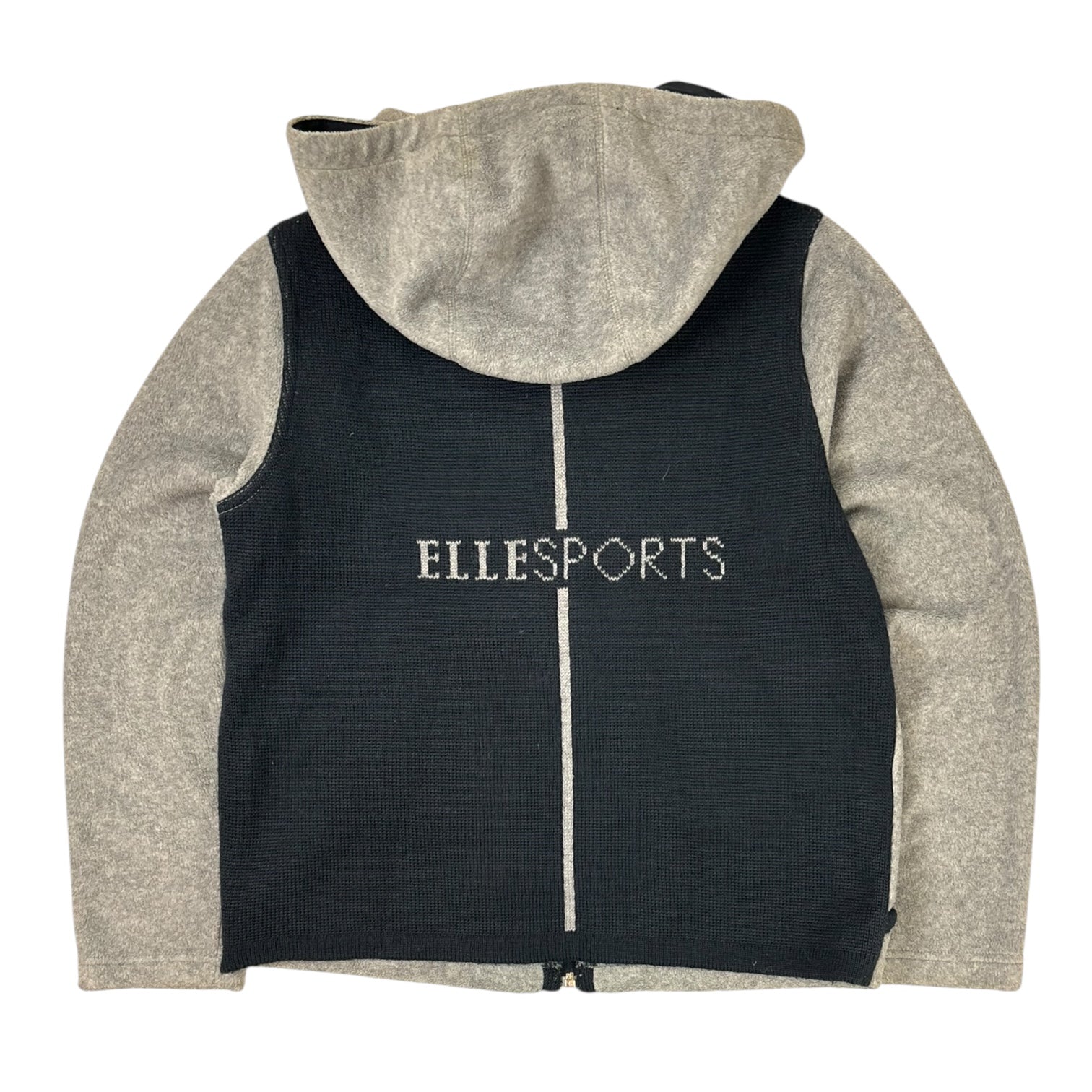 (W) Vintage Elle Sports Knit Active Hooded Jacket Grey/Navy