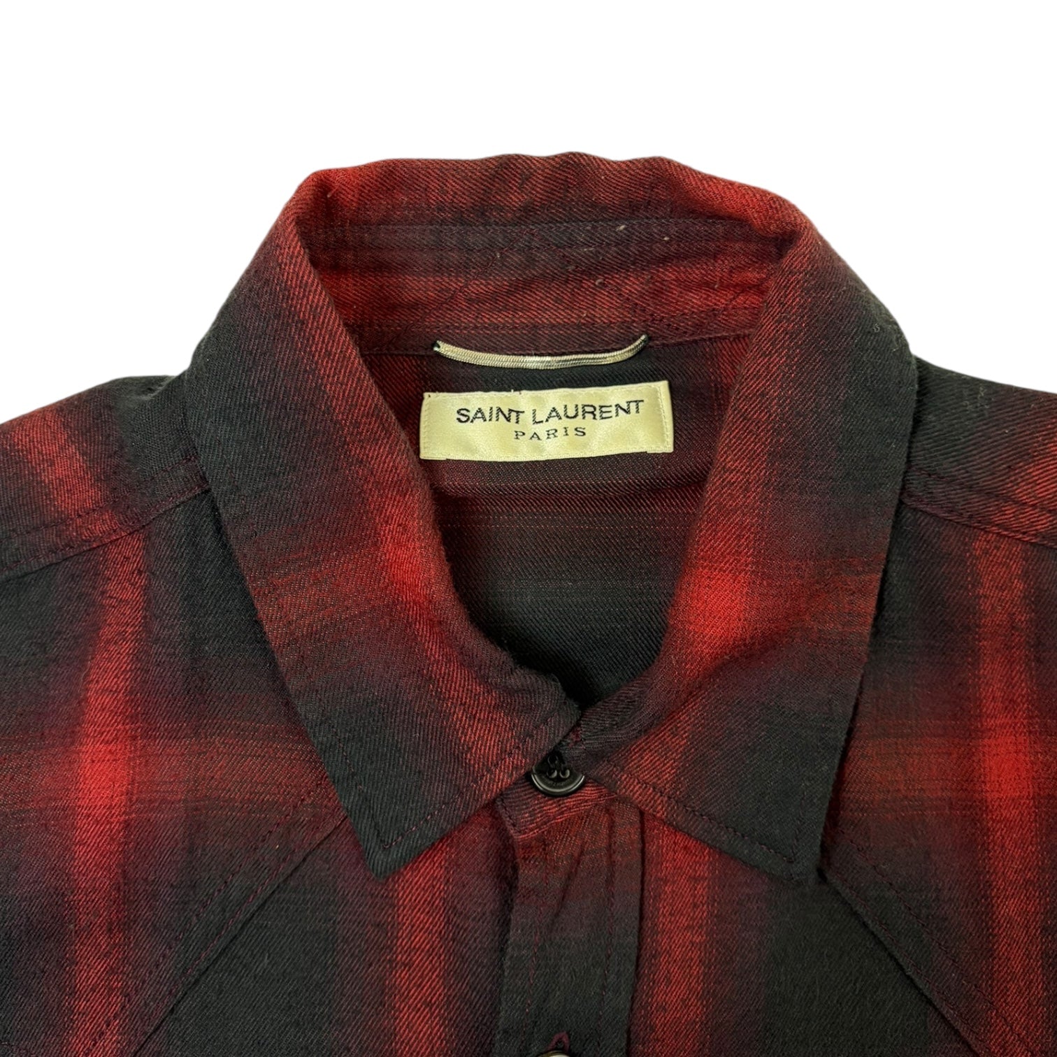 Saint Laurent Button Up Western Plaid Red