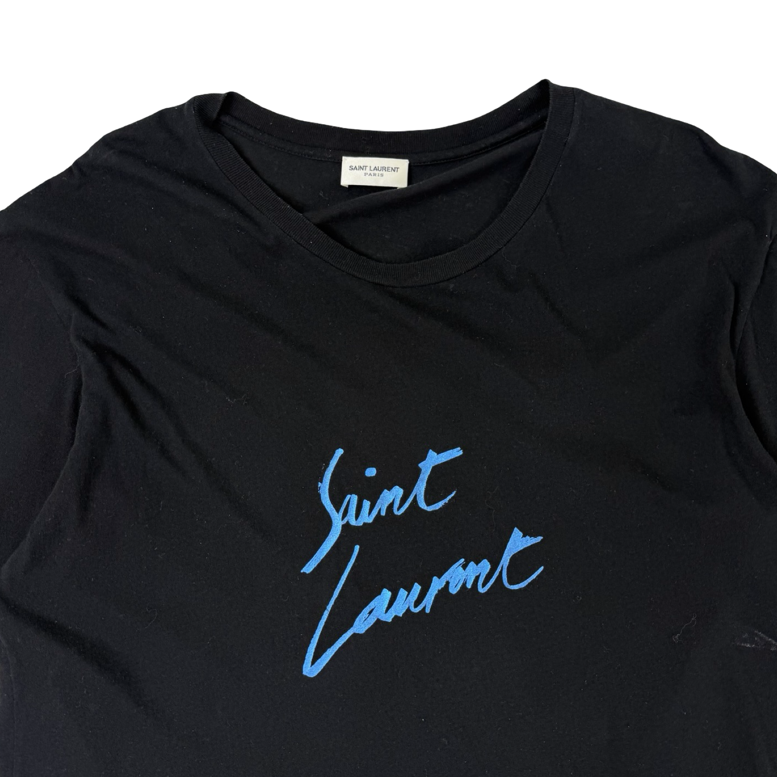 Saint Laurent Paris Black Cotton T-Shirt Black